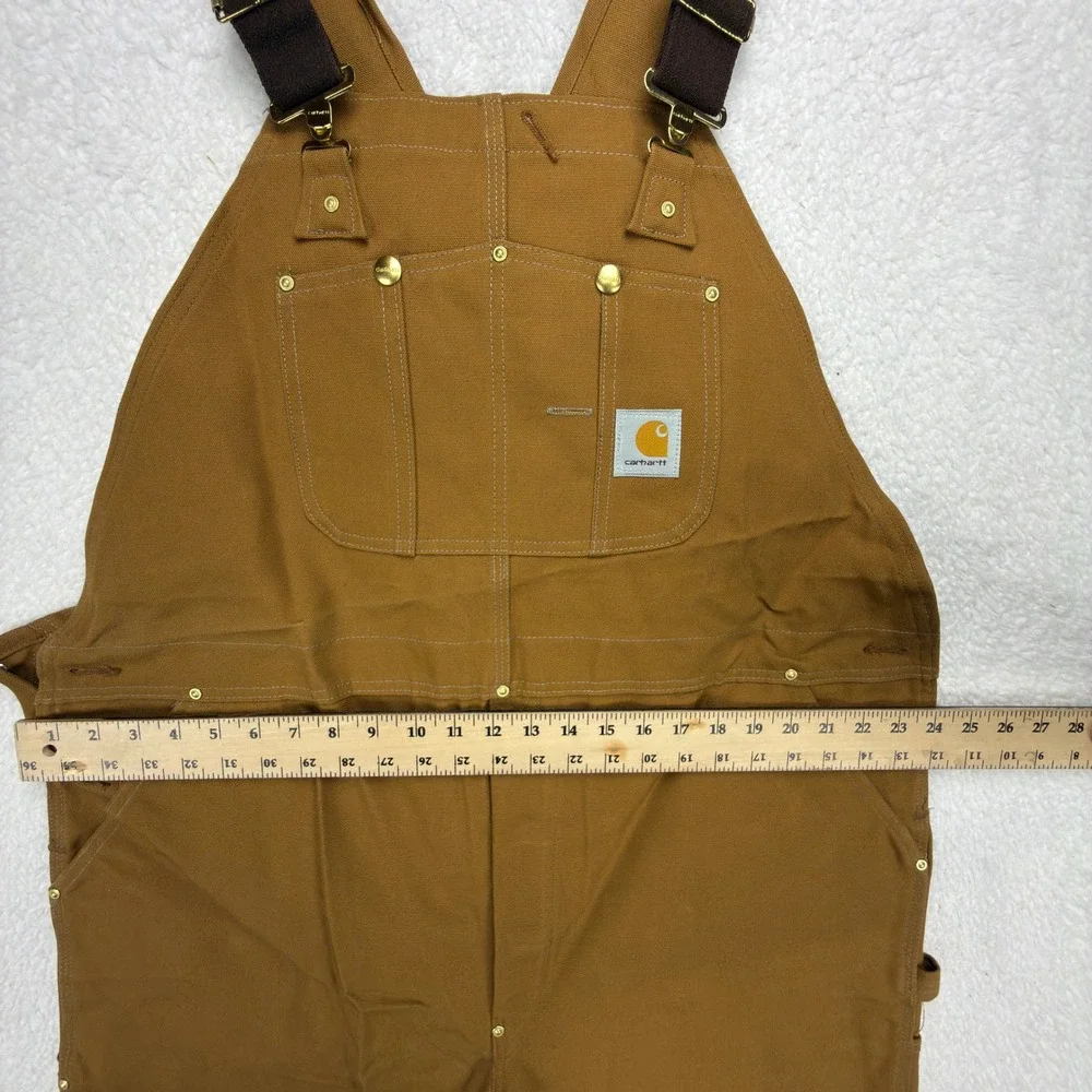 Carhartt R05 BRN Traditional Duck‎ Bib Overalls Zipper to Knee Brown 46x30 NEW
